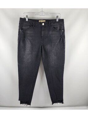 Democracy Jeans Womens 12 Black Freedom Ankle Skimmer Denim Frayed Hem (32x26)